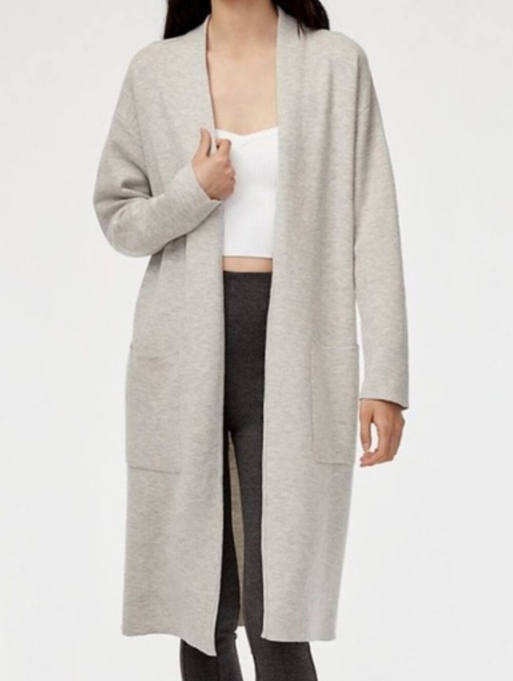 NWOT Babaton Lance Light Grey Longline Open-Front Cardigan